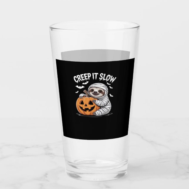 Cute Sloth Lovers Funny Halloween Pumpkin Essentia Glass (Front)