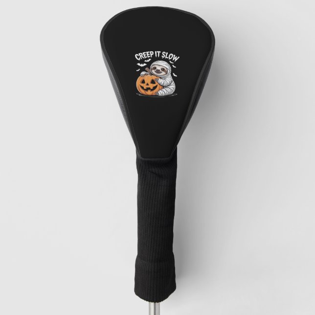Cute Sloth Lovers Funny Halloween Pumpkin Essentia Golf Head Cover (Front)