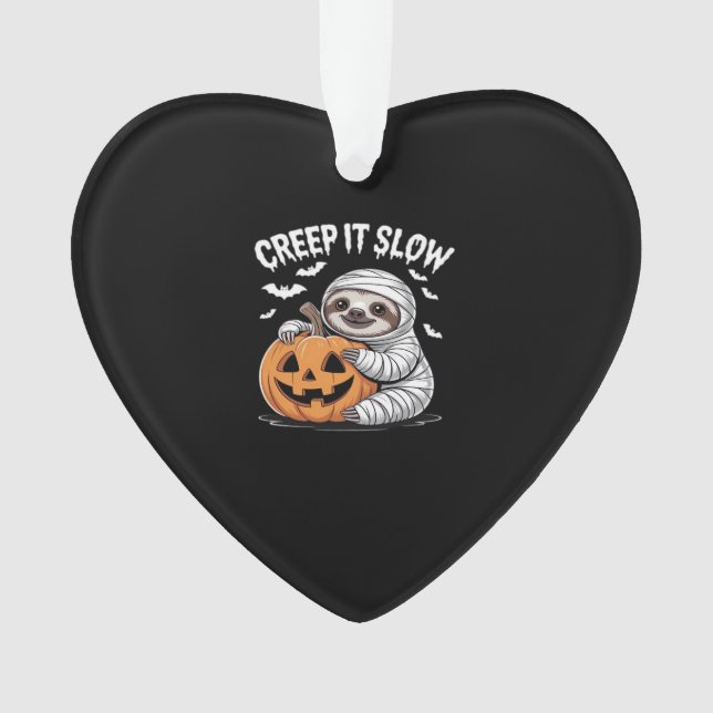 Cute Sloth Lovers Funny Halloween Pumpkin Essentia Ornament (Front)