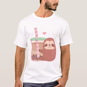 Cute Sloth Loves Boba Tea T-Shirt