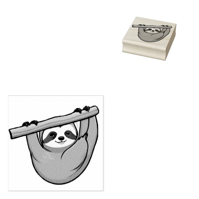 Cute Sloth on a Branch           Rubber Stamp (Stamped)