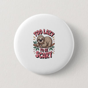 Cute Sloth on Branch with Playful 2 Inch Round Button