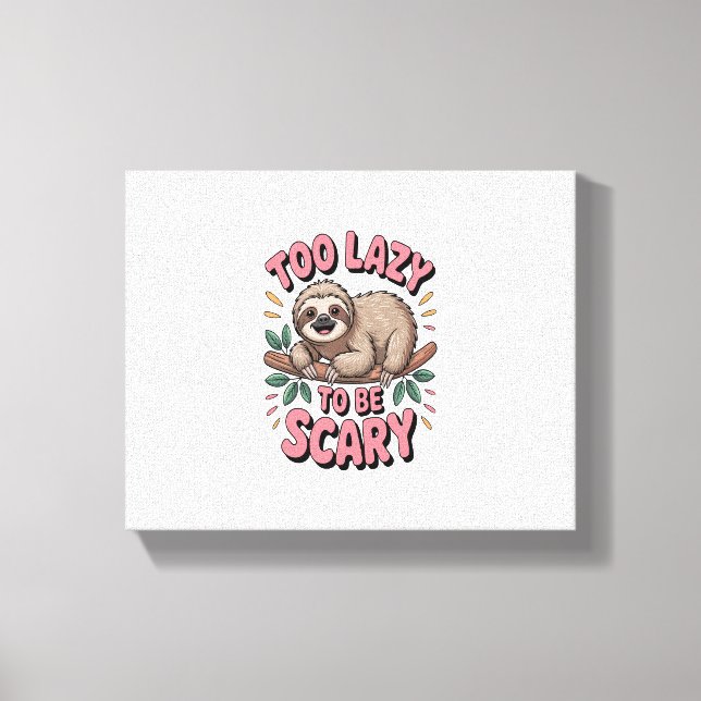 Cute Sloth on Branch with Playful Canvas Print (Front)