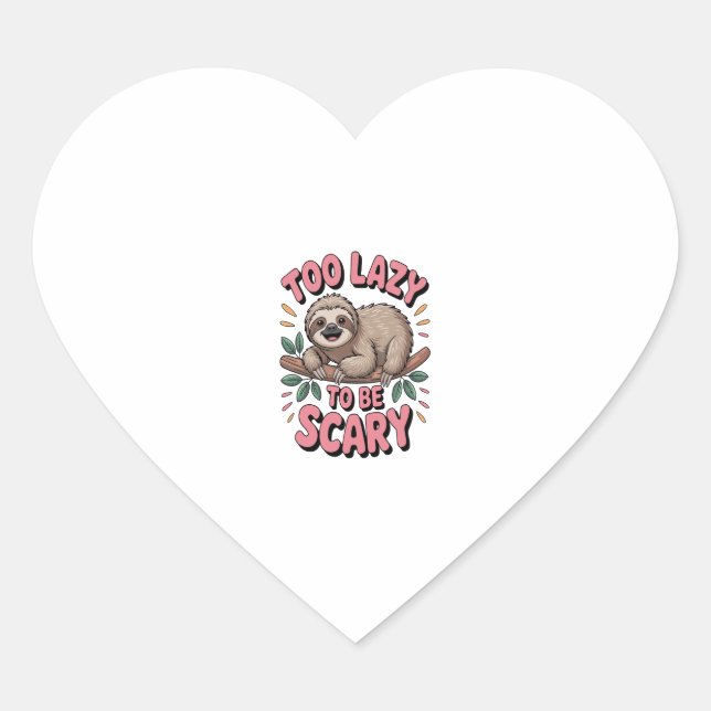 Cute Sloth on Branch with Playful Heart Sticker (Front)
