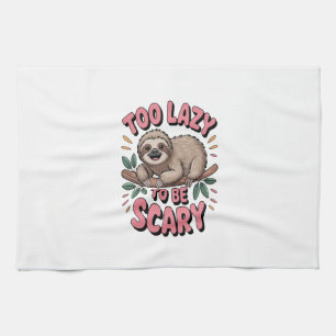 Cute Sloth on Branch with Playful Kitchen Towel