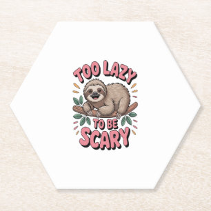 Cute Sloth on Branch with Playful Paper Coaster