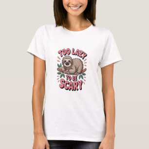 Cute Sloth on Branch with Playful T-Shirt