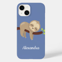 Cute Sloth on Tree Animal Illustration