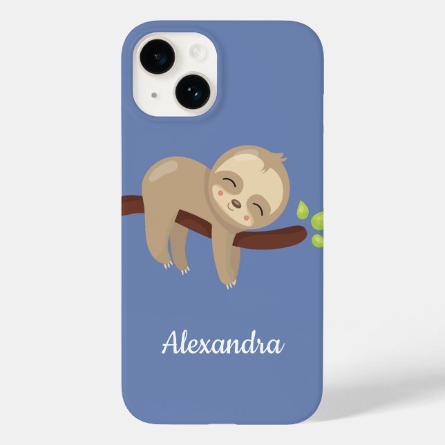 Cute Sloth on Tree Animal Illustration Case-Mate iPhone Case (Back)