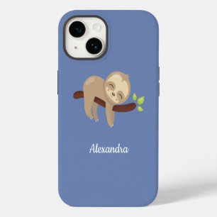 Cute Sloth on Tree Animal Illustration iPhone 14 Case