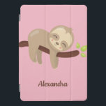Cute Sloth on Tree Animal Kawaii Illustration Pink iPad Pro Cover<br><div class="desc">Having this cute sloth case on your iPad will be sure to get a few smiles. With it's adorable little sloth hanging on a tree,  on a pink background,  and customized with your name,  it's sure to be a one of a kind!</div>