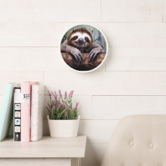 Cute Sloth on tree Clock