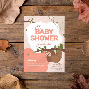 Cute Sloth Pastel Baby Shower Invitation