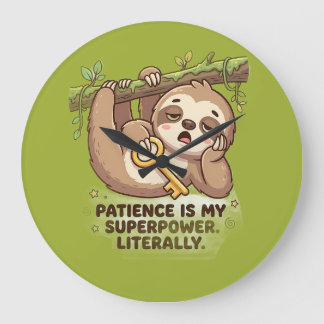 Cute Sloth Patience Is My Superpower Coffee Mug).  Large Clock