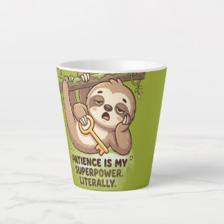 Cute Sloth Patience Is My Superpower Coffee Mug).  Latte Mug