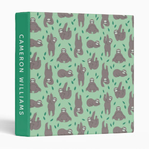 Cute Sloth Pattern Add Your Name Binder