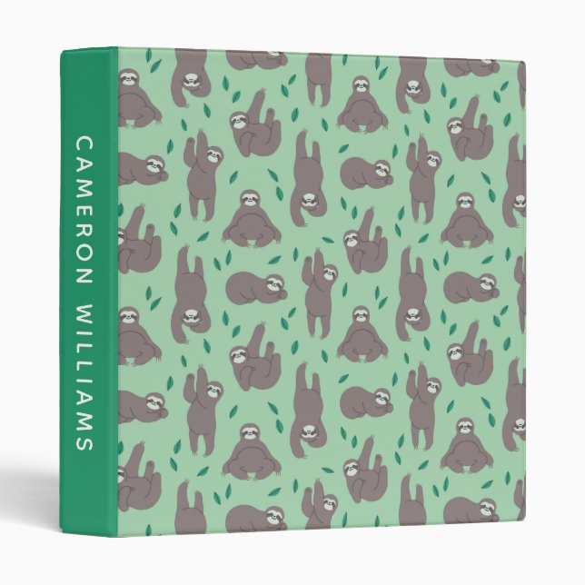 Cute Sloth Pattern | Add Your Name Binder (Front/Spine)
