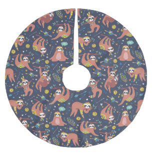 Cute Sloth Pattern  Brushed Polyester Tree Skirt
