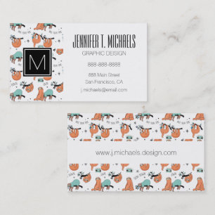 Cute Sloth Pattern Business Card