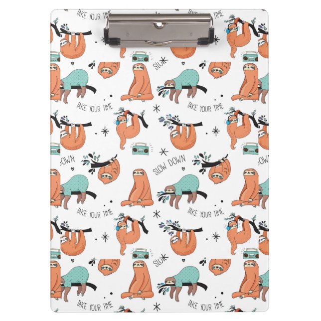 Cute Sloth Pattern Clipboard (Front)