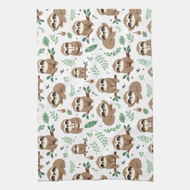 Cute Sloth Pattern Kitchen Towel (Vertical)