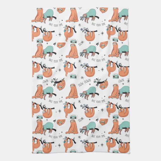 Cute Sloth Pattern Kitchen Towel (Vertical)