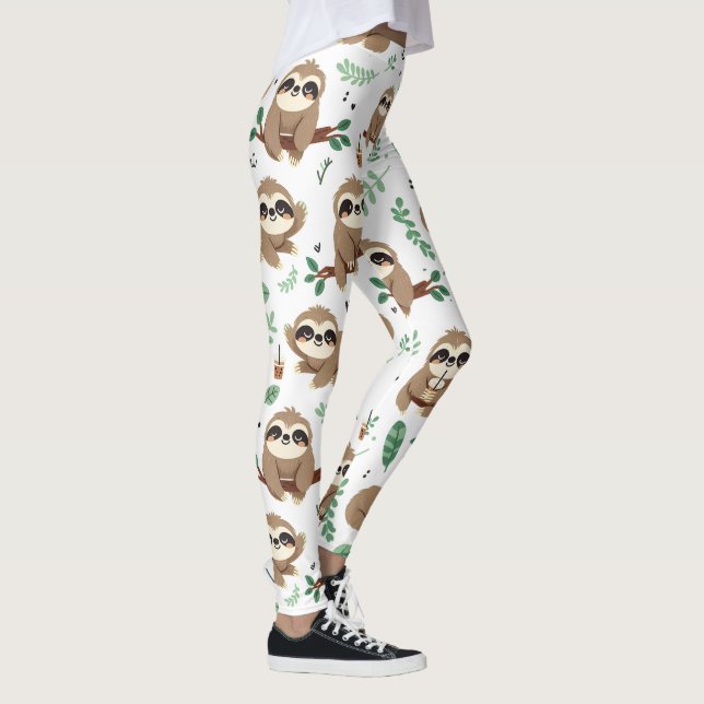 Cute Sloth Pattern Leggings (Right)