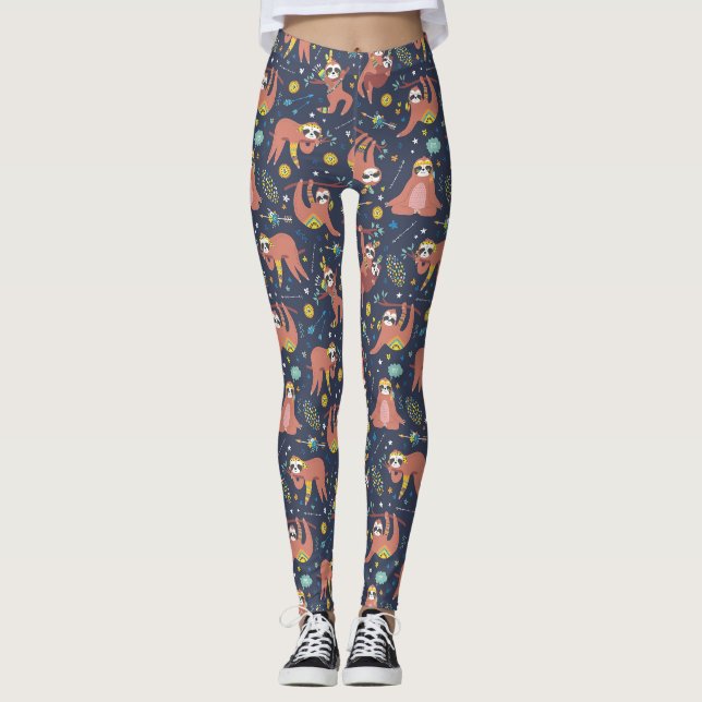 Cute Sloth Pattern Leggings (Front)