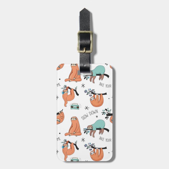 Cute Sloth Pattern Luggage Tag (Front Vertical)