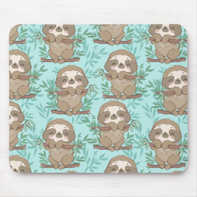 Cute Sloth Pattern Mouse Pad (Front)