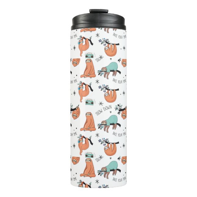 Cute Sloth Pattern Thermal Tumbler (Front)