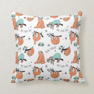 Cute Sloth Pattern Throw Pillow