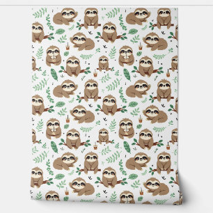 Cute Sloth Pattern Wallpaper