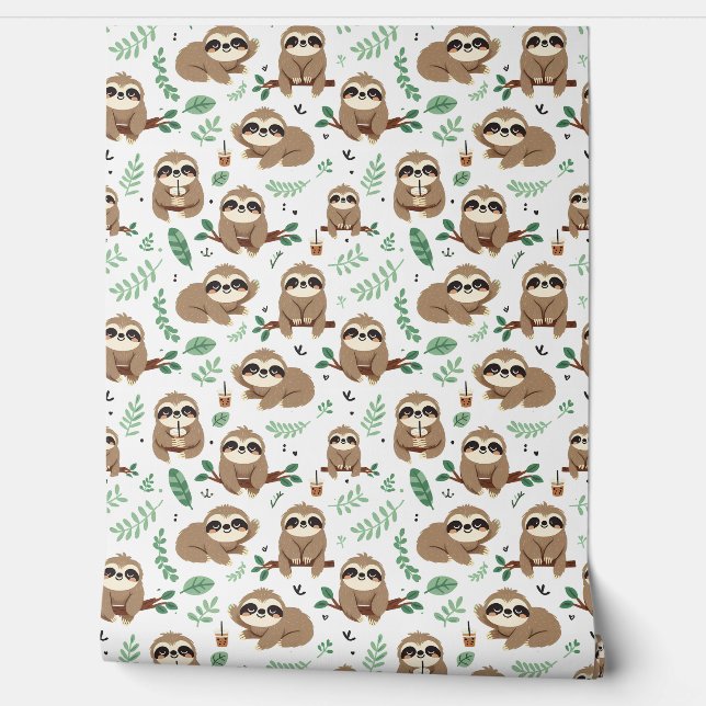 Cute Sloth Pattern Wallpaper (Unrolling)