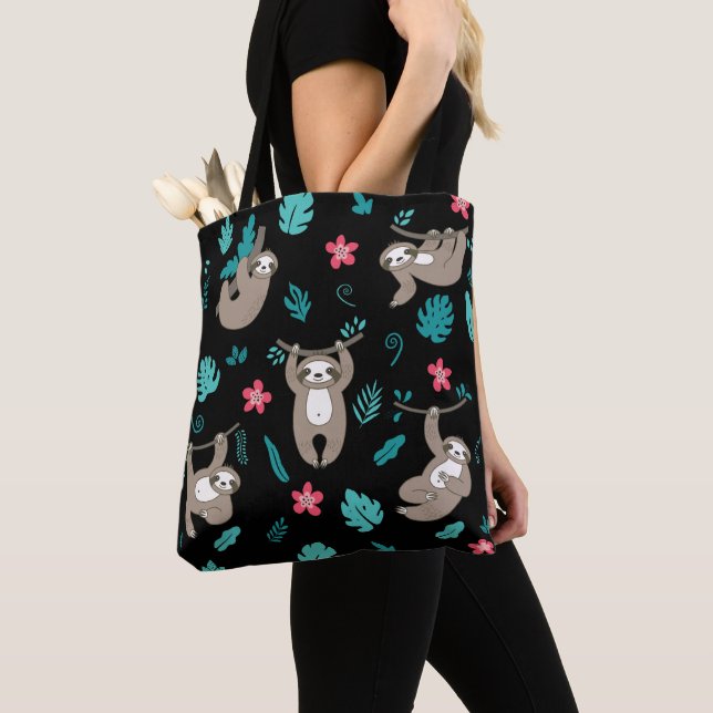 Cute Sloth Patterns, Gift For Sloth Lover Tote Bag (Close Up)