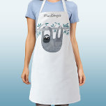 Cute Sloth Personalized Apron<br><div class="desc">Cute watercolor sloth, perfect for animal lovers, with script custom name typography. Change or remove the text to personalize. Original art by Nic Squirrell.</div>