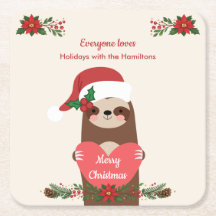 Cute Sloth Personalized Merry Christmas