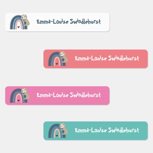 Cute Sloth Rainbow Girl's Iron On Clothes (Group)