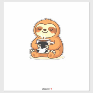 Cute Sloth Relaxing with Hot Coffee Premium T-Shir