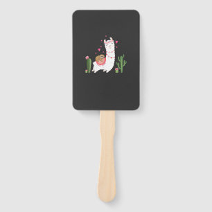 Cute Sloth Riding Llama Shirt Heart Valentines Day Hand Fan