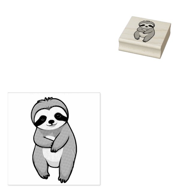 Cute Sloth   Rubber Stamp (Stamped)