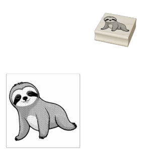 Cute Sloth   Rubber Stamp