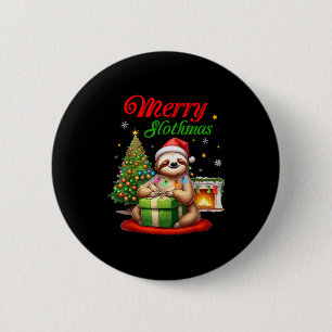 Cute Sloth Santa Christmas Merry Slothmas Slo Ho H 2 Inch Round Button