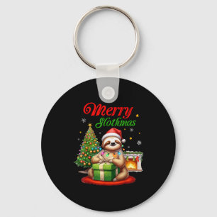 Cute Sloth Santa Christmas Merry Slothmas Slo Ho H Keychain