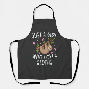 Cute Sloth Shirt for Girls Just A Girl Who Loves S Apron