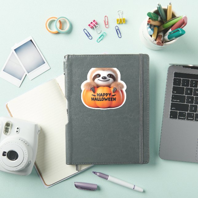 Cute Sloth sitting in a Pumpkin. Text Happy Hallow (iPad Cover)