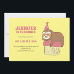 Cute Sloth Sleeping on Cupcake Kids Birthday Invitation<br><div class="desc">Cute design for kids,  boys or girls who love sloth. Perfect for animal theme birthday party. You can customize the wording to fit other occasions.</div>