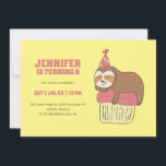 Cute Sloth Sleeping on Cupcake Kids Birthday Invitation<br><div class="desc">Cute design for kids,  boys or girls who love sloth. Perfect for animal theme birthday party. You can customize the wording to fit other occasions.</div>