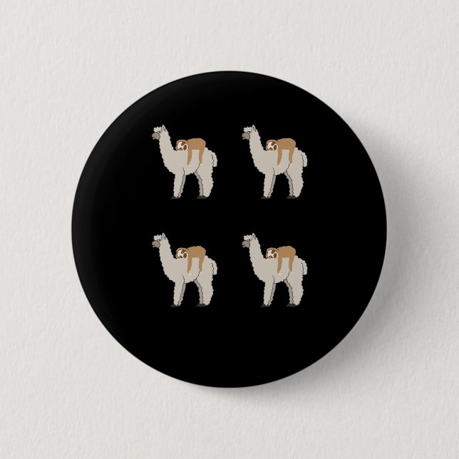 Cute Sloth Sleeping on Llama Pattern 2 Inch Round Button (Front)