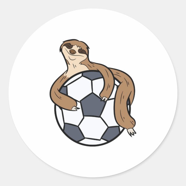 Cute Sloth Soccer Kids Lazy Sloth With Soccer Ball Classic Round Sticker (Front)